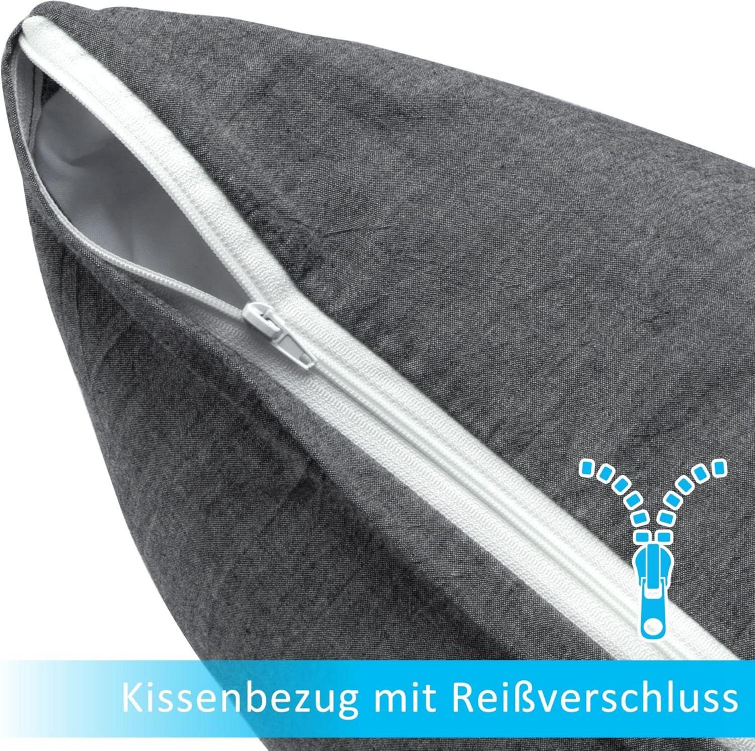 ATsense 2er Set Kissenbezug 50x50 cm Dunkelgrau mit Reißverschluss