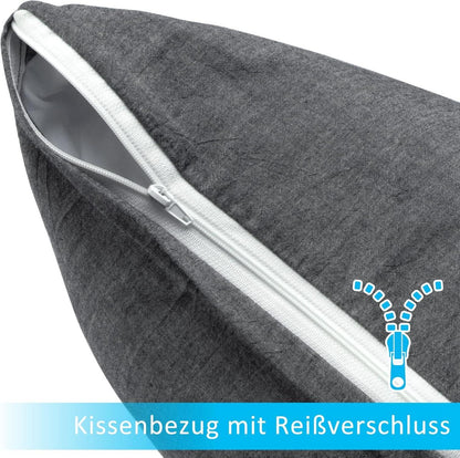ATsense 2er Set Kissenbezug 50x50 cm Dunkelgrau mit Reißverschluss