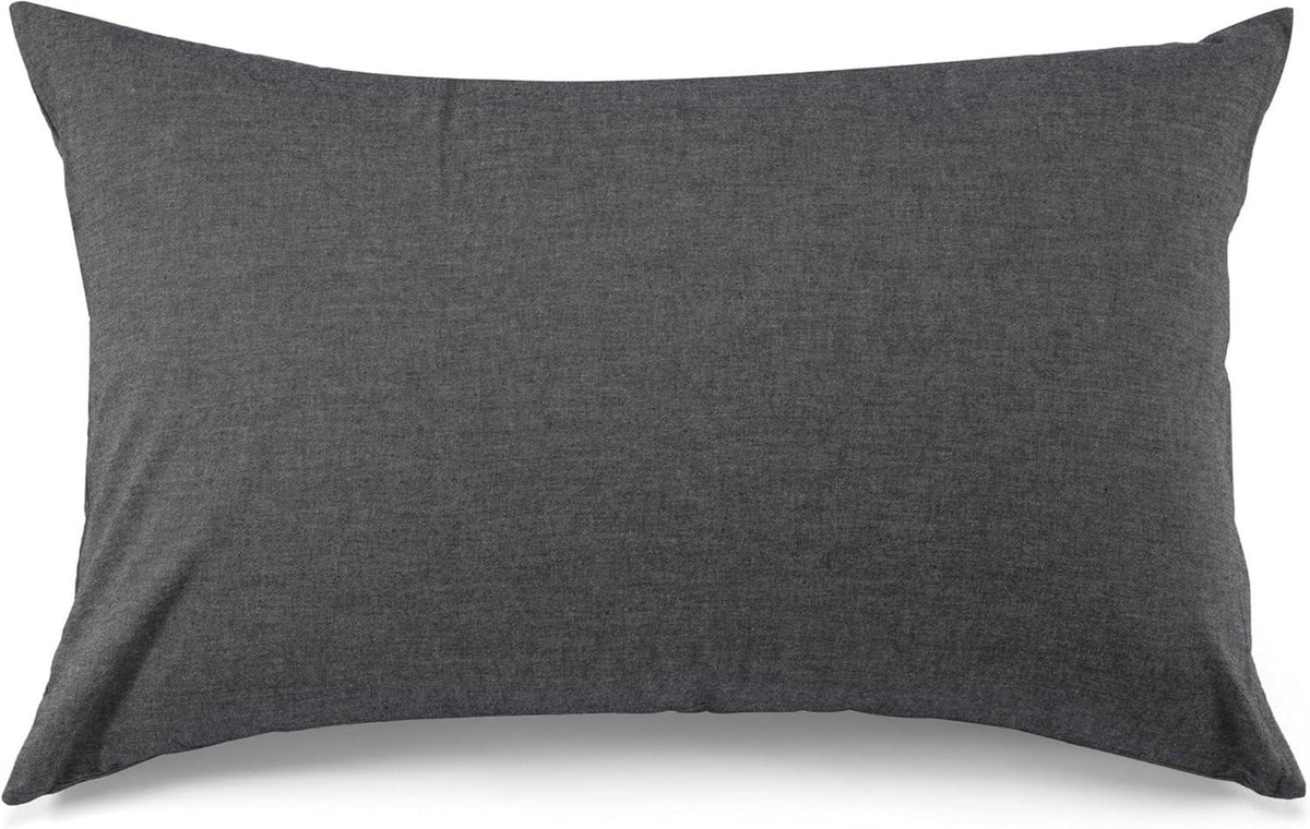 Kissenbezug 2er Set 40x60 cm 100% Gewaschene Baumwolle Dunkelgrau