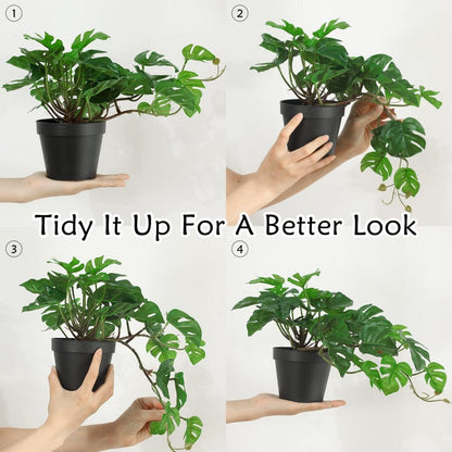 Kunstpflanze Monstera 26.6cm im Topf für Heim Büro Deko