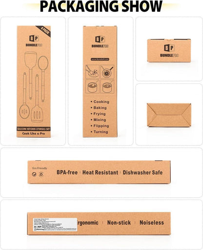 4er Set Silikon-Kochutensilien BPA-frei, hitzebeständig, antihaftbeschichtet