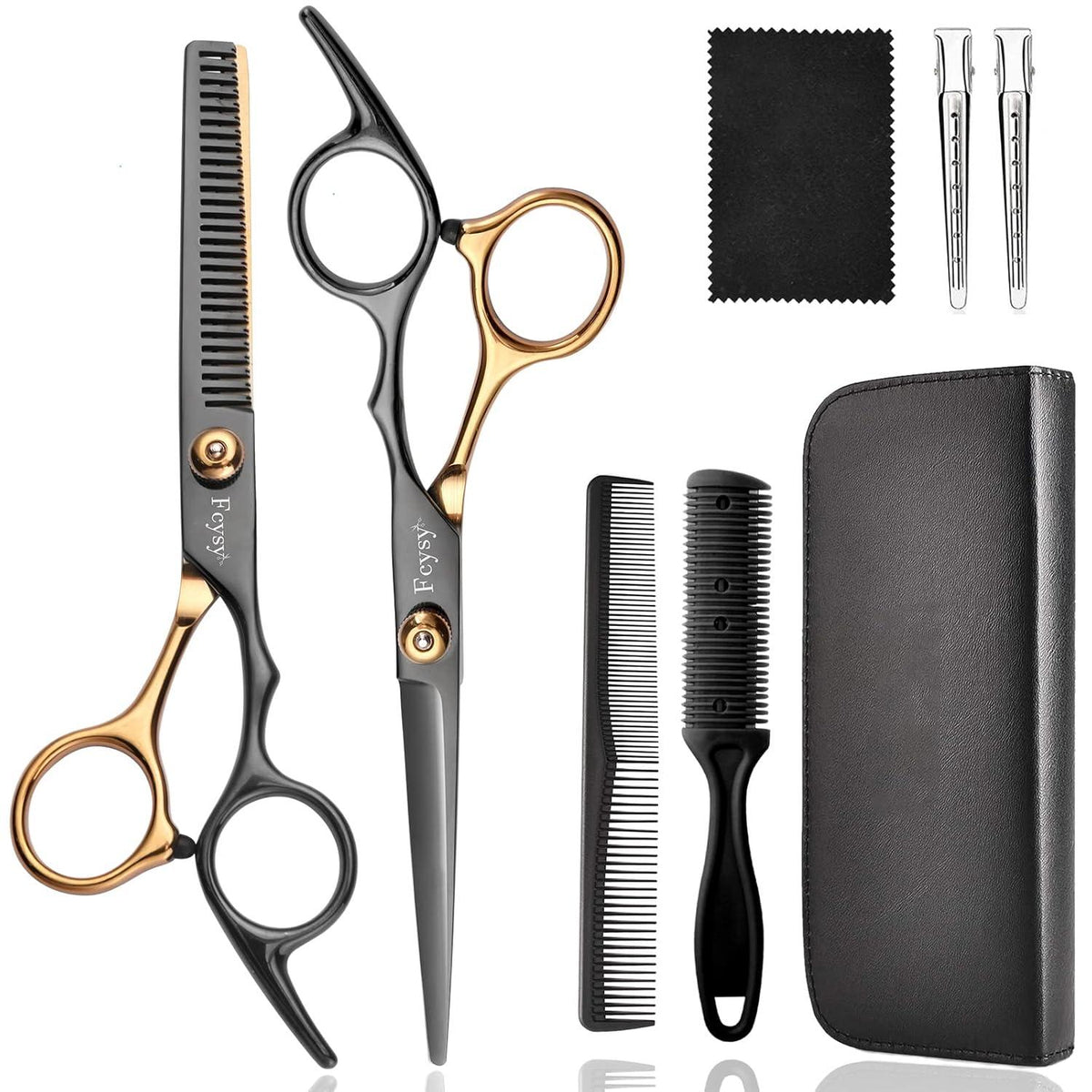 Professionelle Haarschneideschere Set Effilierschere Gold