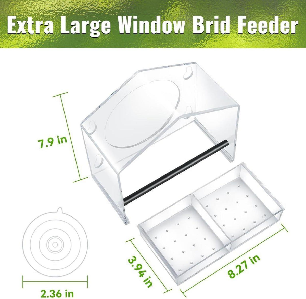 Fenstervogelhaus Vogelfutterspender Saugnapf 500ml Große Kapazität