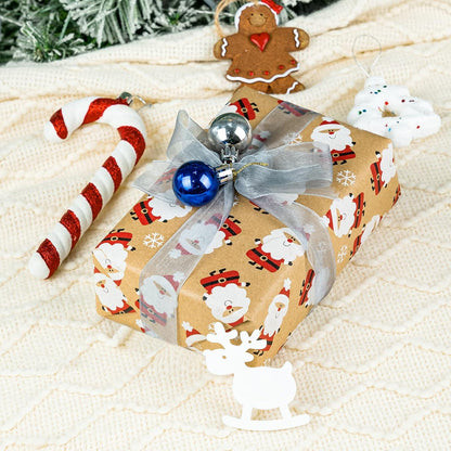 Kraft-Weihnachtsgeschenkpapierrolle Rot-Weißes Weihnachtsdesign 43x10m