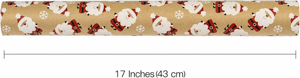 RUSPEPA Kraft Weihnachtsgeschenkpapierrolle 43cm x 10m - Rot Weiß Weihnachtsmann