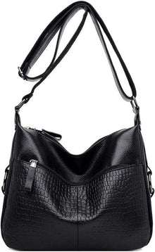 Schwarze Damen PU-Leder Umhängetasche Schultertasche Elegante Mode