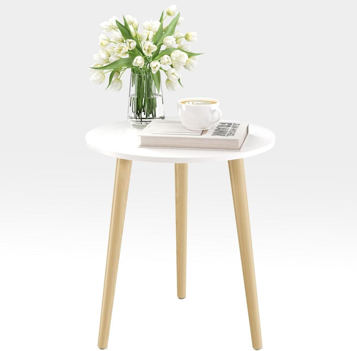 Runder Beistelltisch Ø 42 cm Skandinavischer Stil Massivholz