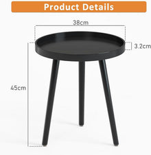 Beistelltisch Schwarz Rund 38x45cm Holz Wohnzimmertisch