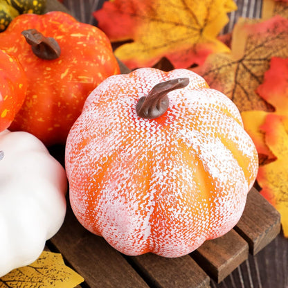 Künstliche Herbstdeko Kürbis Halloween 102 Stück Dekoration Weiß Gold