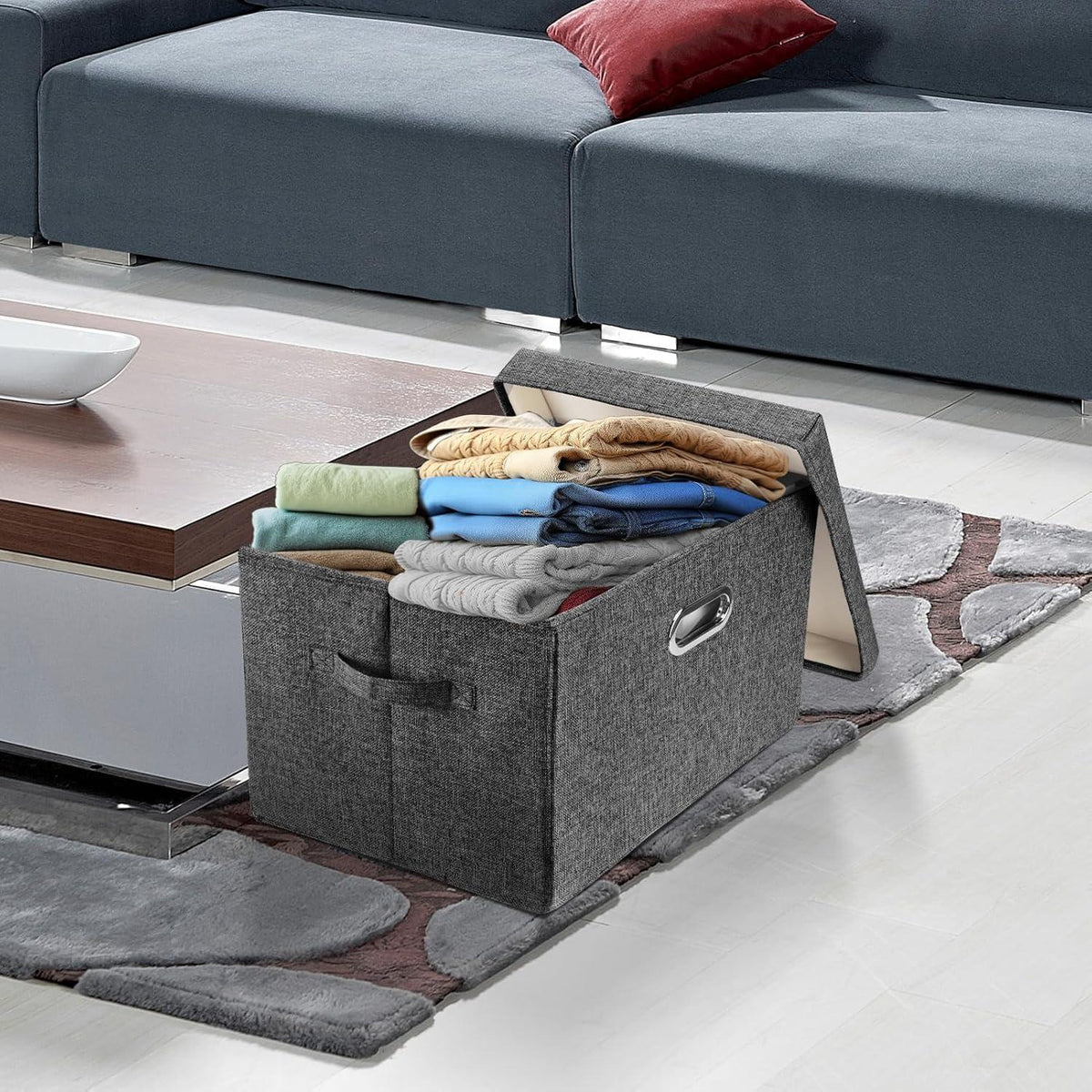 TYEERS Große Faltbare Aufbewahrungsbox 5er Set 35L Schwarz