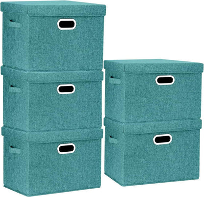 Faltbare Aufbewahrungsbox mit Deckel 5er Set 44x30x29 cm Aqua Deep