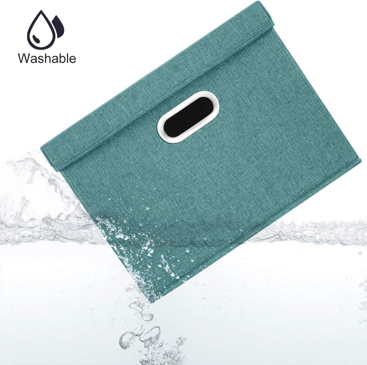 Faltbare Aufbewahrungsbox mit Deckel 5er Set 44x30x29 cm Aqua Deep