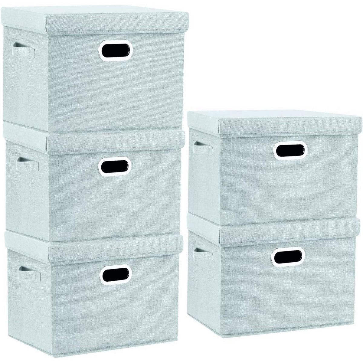 Aufbewahrungsbox mit Deckel, faltbar, waschbar, 5er-Set, Aqua Spring