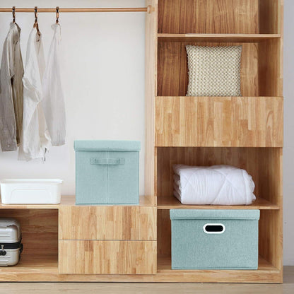 Aufbewahrungsbox mit Deckel, faltbar, waschbar, 5er-Set, Aqua Spring