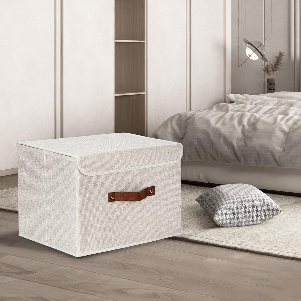 Faltbare Aufbewahrungsbox mit Deckel, 5er Set Beige