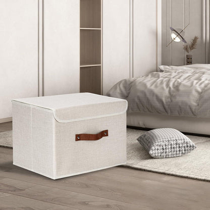 Faltbare Aufbewahrungsbox mit Deckel, 5er Set Beige