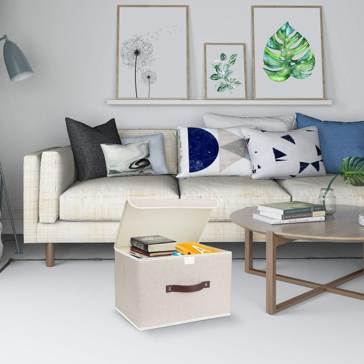Faltbare Aufbewahrungsbox mit Deckel, 5er Set Beige