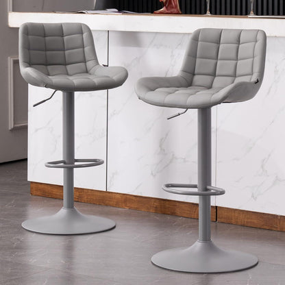 Höhenverstellbare Barhocker 2er Set mit Lehne und Kunstleder Grau