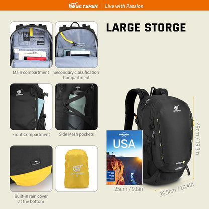 Wanderrucksack 30L mit Rückenbelüftung Trinksystem Schwarz