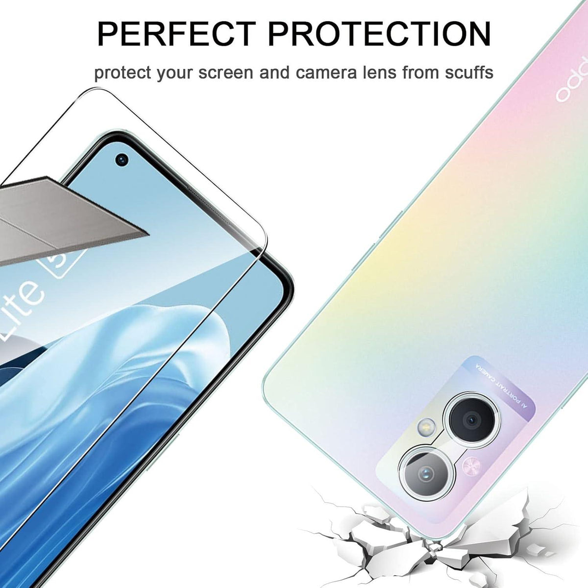 2x QULLOO Schutzfolie Oppo Reno 8 Lite Kameraschutz 9H Panzerglas