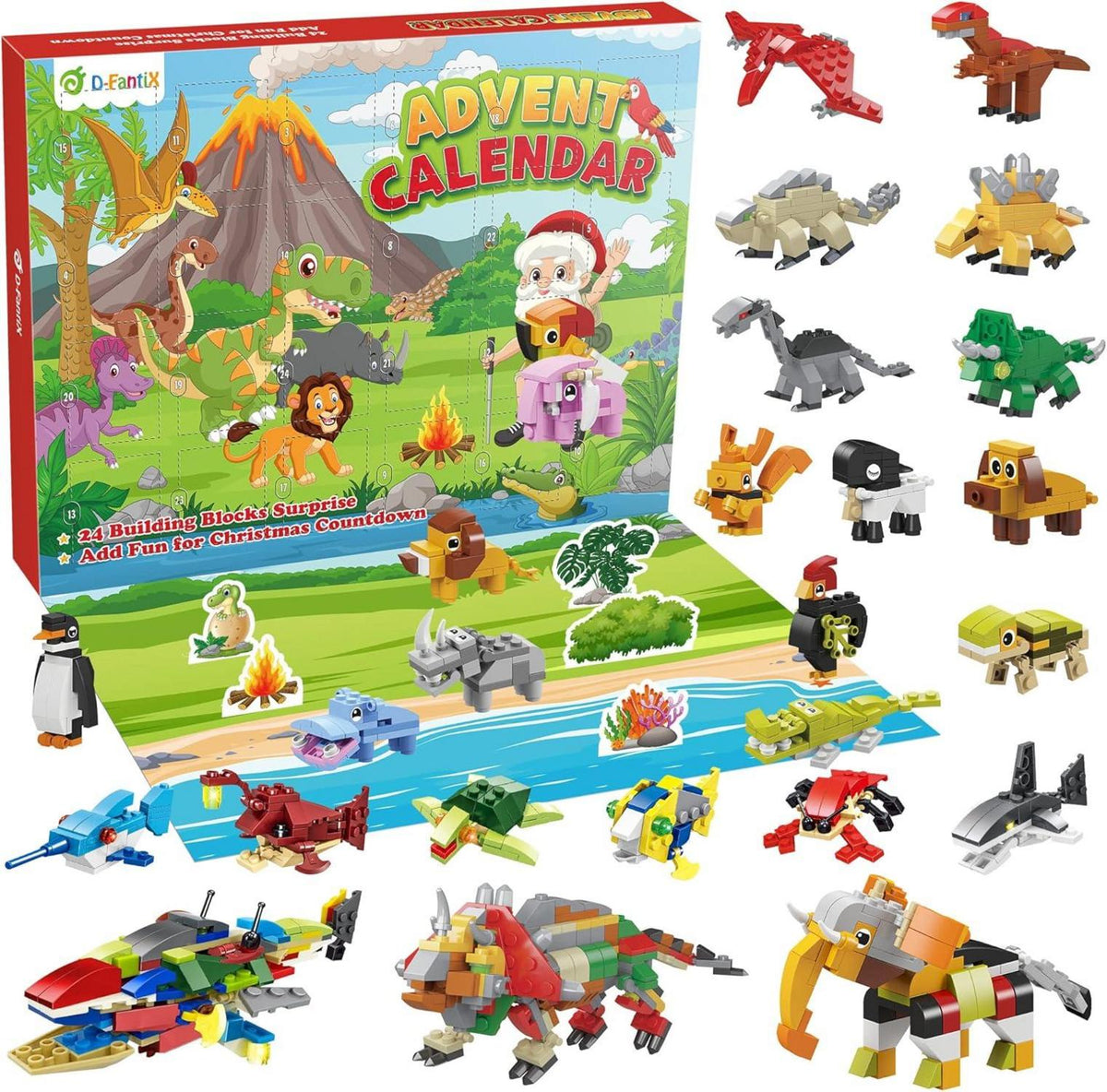 D-FantiX Adventskalender 2024 Dinosaurier Bauklötze Set
