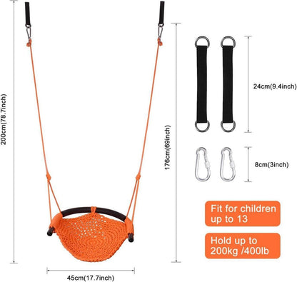 Kinderschaukel Outdoor Bequem Atmungsaktiv Höhenverstellbar Orange
