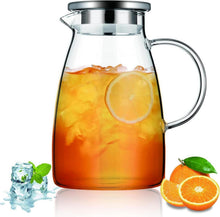 Wasserkaraffe mit Abnehmbarem Deckel 1.5L Glaskaraffe für Heiß und