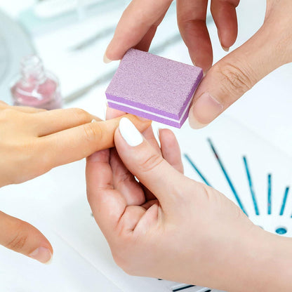 Mini-Nagelpufferblöcke 50 Stück Körnung 180/100 für Nagelpflege lila waschbar