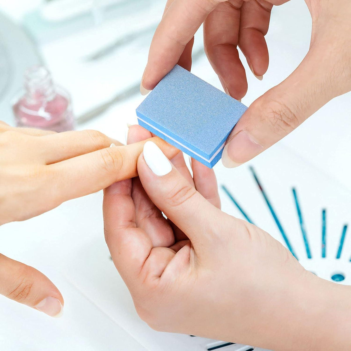 Mini-Nagelpolierblöcke 100/180, 100 Stück, waschbar, Nagelpflege