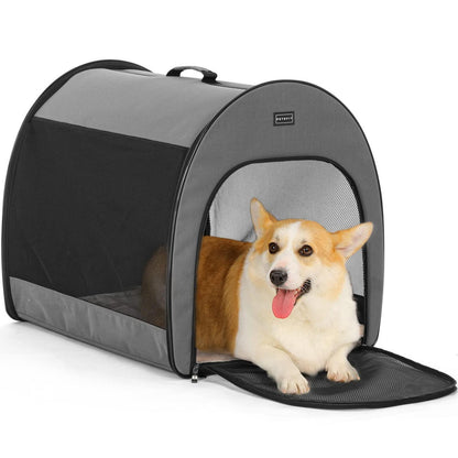 Faltbare Hundebox Grau – Tragbar & Atmungsaktiv mit Kissen