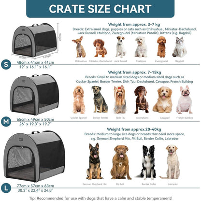 Faltbare Hundebox Grau – Tragbar & Atmungsaktiv mit Kissen