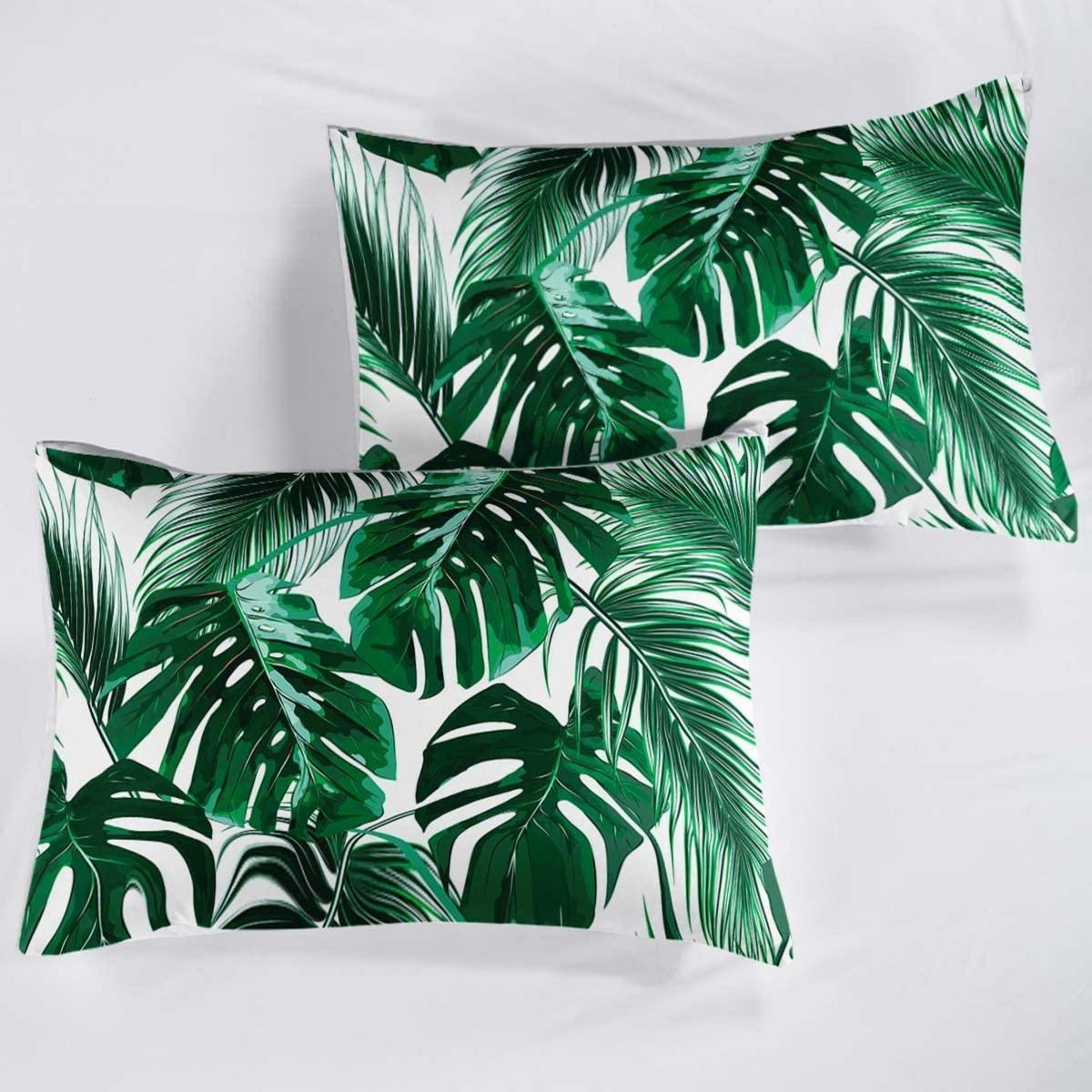 Grüne Bettwäsche-Set 200x220cm mit tropischen Blättern