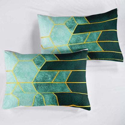 Grüne Bettwäsche 200x200cm | Gestreiftes Bettbezug-Set mit 2 Kissenbezügen
