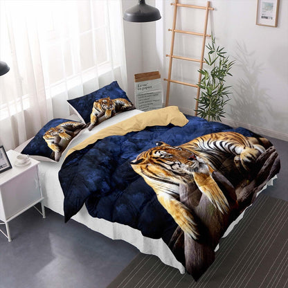 Tiger Druck Bettwäsche Set 200x200cm mit 2 Kissenbezügen