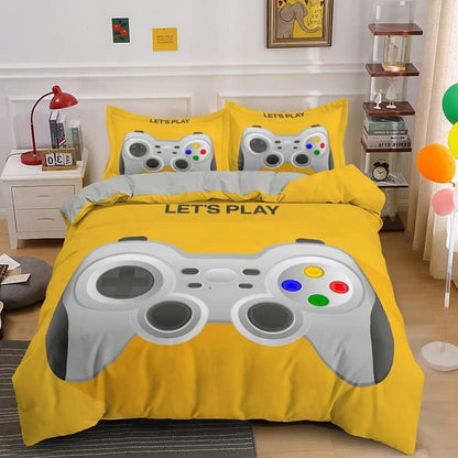 Gamer Bettwäsche Set 200x200cm – Gamepad Bettbezug für Kinder & Teenager