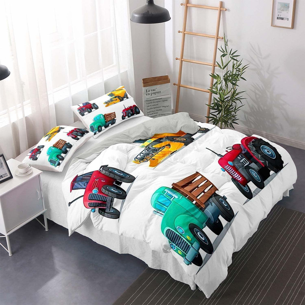 Grünes Bettwäsche-Set 200x200cm mit 2 Kissenbezügen 80x80cm