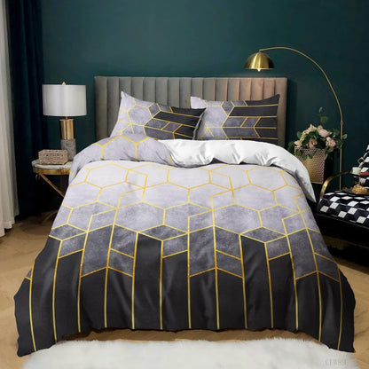 Graue Bettwäsche 200x200cm Gestreift – Modernes Bettwäsche-Set mit 2 Kissenbezügen