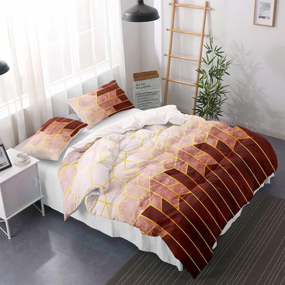 Taupe Gestreifte Bettwäsche 200x200cm – Modernes Bettwäscheset mit 2 Kissenbezügen