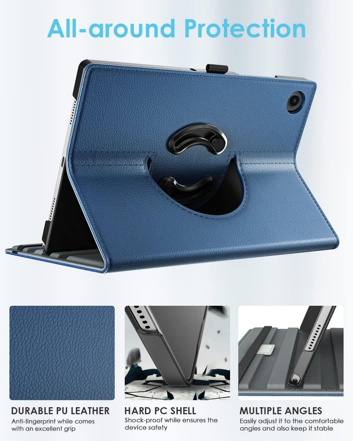 TiMOVO Galaxy Tab A8 10,5 Zoll Hülle PU Leder Multi-Winkel Ständer Schutzhülle Blau