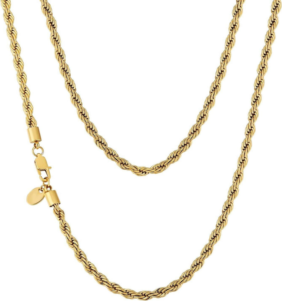 Dünne Goldkette 18K beschichtet 4mm Edelstahl Rope Kette