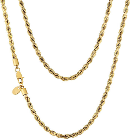 Dünne Goldkette 18K beschichtet 4mm Edelstahl Rope Kette