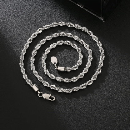 Goldkette Herren Silberkette 4mm Weißgold 18K beschichtet 45,7cm