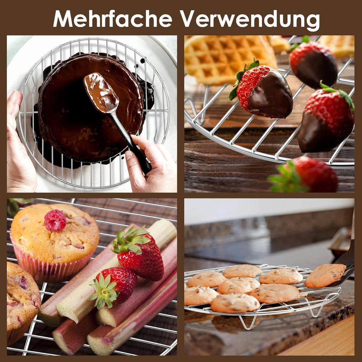 Edelstahl Kuchengitter 2er Set – Ø 19cm, Ofenfest & Spülmaschinenfest