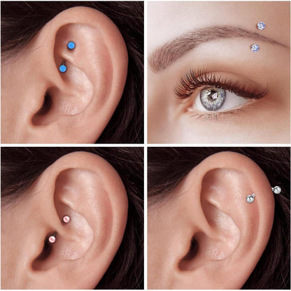 Chirurgenstahl Piercing Set 12 Stück | Silber Roségold Gold