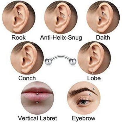 Chirurgenstahl Piercing Set 12 Stück | Silber Roségold Gold