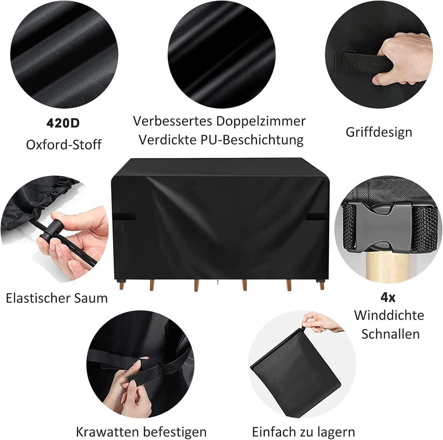 Abdeckung für Gartenmöbel 420D Oxford Wasserdicht Winddicht UV 172x73x96cm