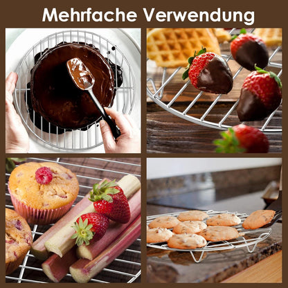 Herogo Kuchengitter 2er Set Edelstahl Rund Ø 23cm Backen Kühlen Dämpfen