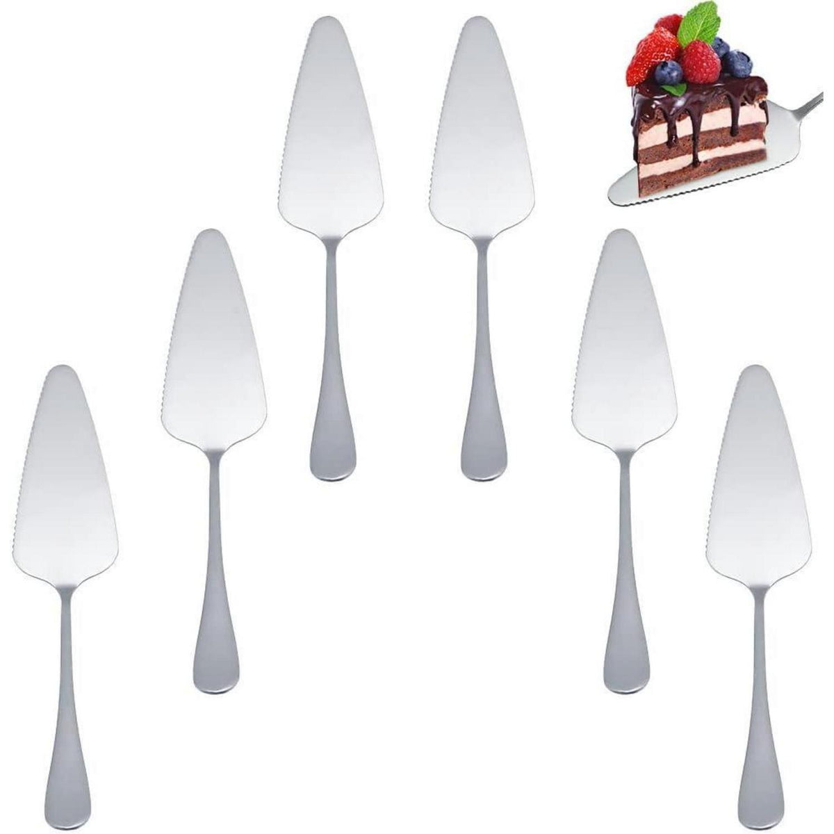 Edelstahl Tortenheber Set mit Wellenschliff, 6 Stück