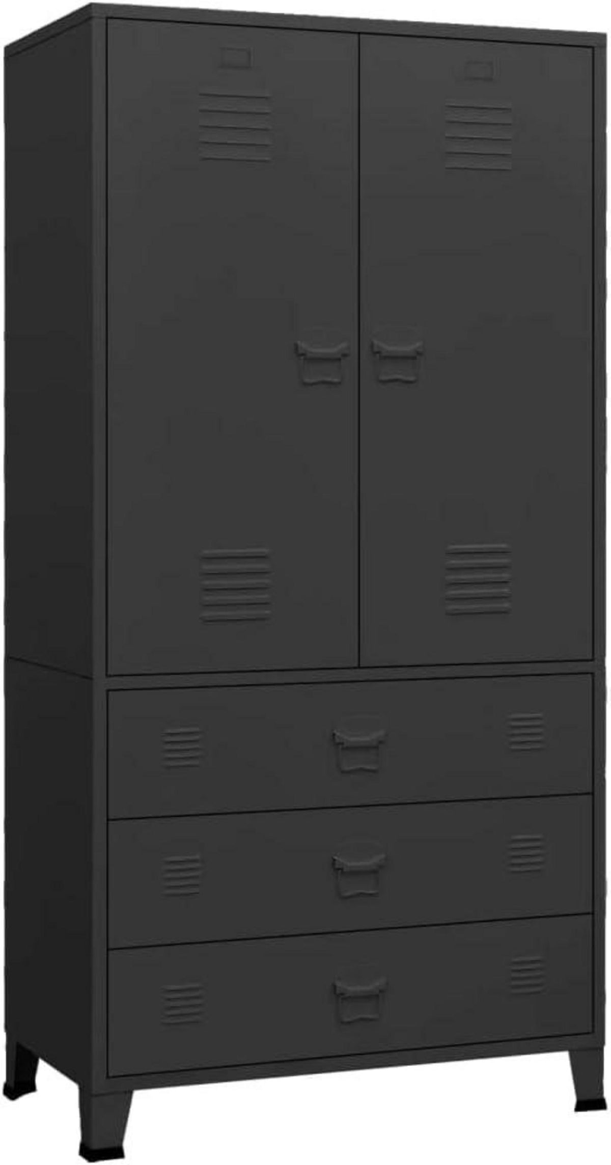 Industrieller Metallschrank für Schlafzimmer und Garderobe Schwarz
