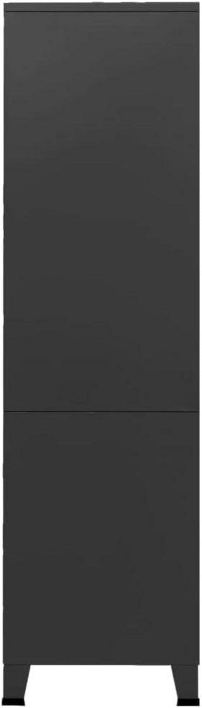 Industrial Kleiderschrank Metall Schwarz 90x50x180cm Stauraum Kleidung